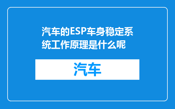 汽车的ESP车身稳定系统工作原理是什么呢