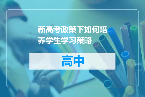 新高考政策下如何培养学生学习策略