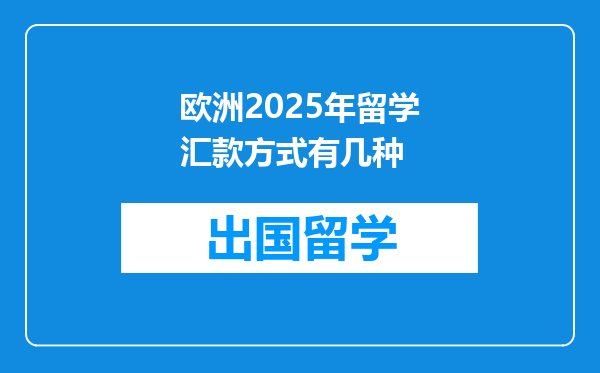 欧洲2025年留学汇款方式有几种