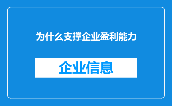 为什么支撑企业盈利能力