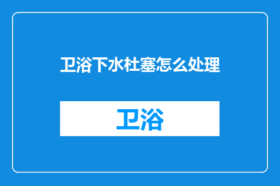 卫浴下水杜塞怎么处理
