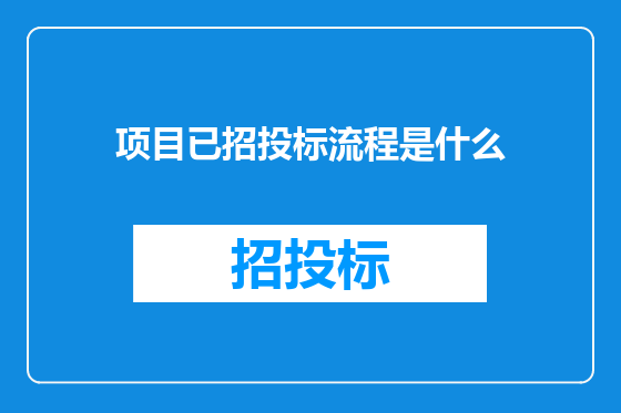 项目已招投标流程是什么