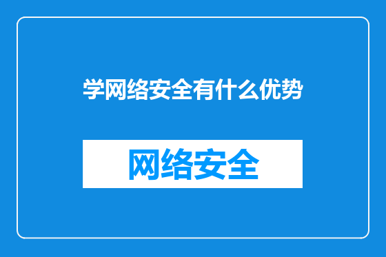 学网络安全有什么优势