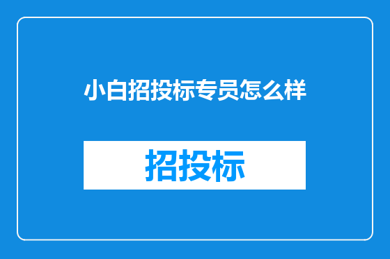 小白招投标专员怎么样