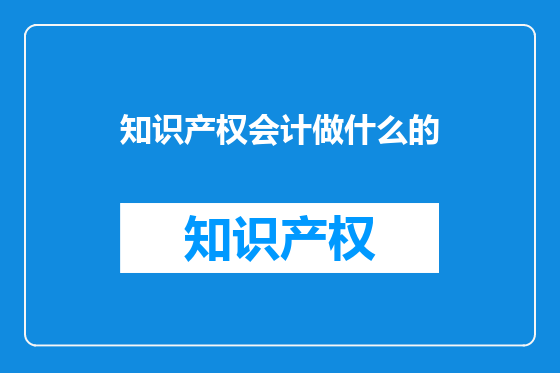 知识产权会计做什么的