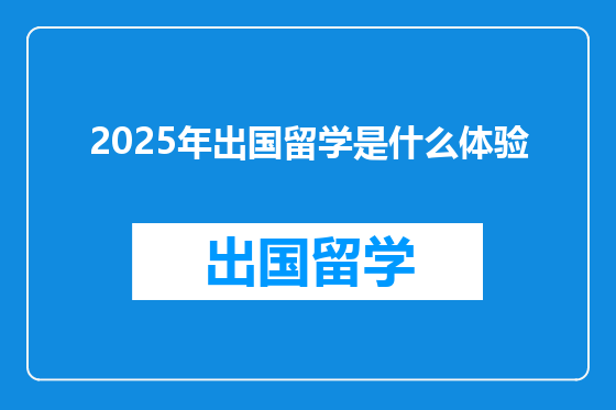 2025年出国留学是什么体验