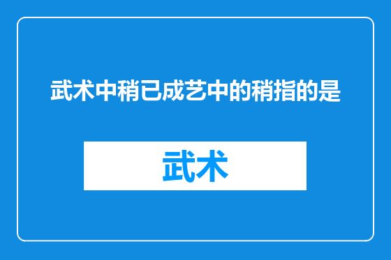 武术中稍已成艺中的稍指的是