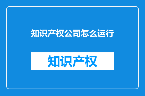 知识产权公司怎么运行