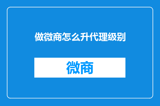 做微商怎么升代理级别
