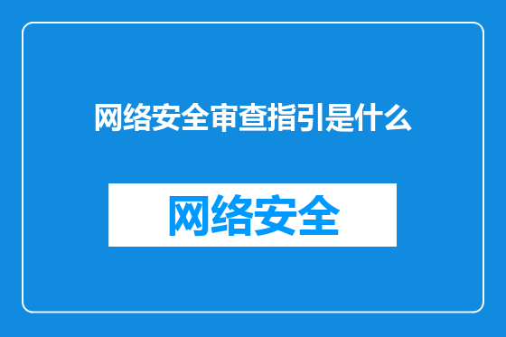 网络安全审查指引是什么