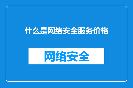 什么是网络安全服务价格