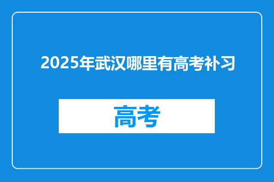 2025年武汉哪里有高考补习