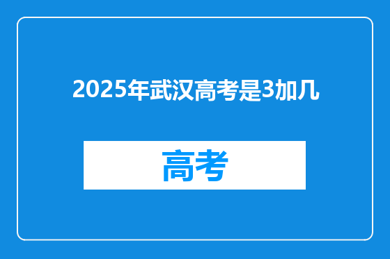 2025年武汉高考是3加几