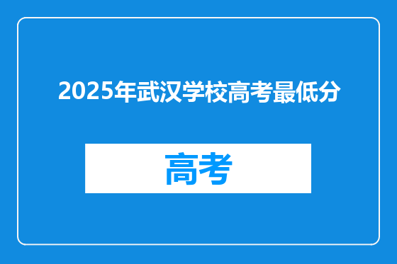 2025年武汉学校高考最低分