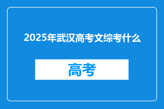 2025年武汉高考文综考什么