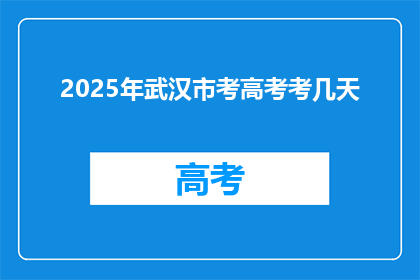 2025年武汉市考高考考几天