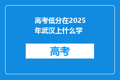 高考低分在2025年武汉上什么学