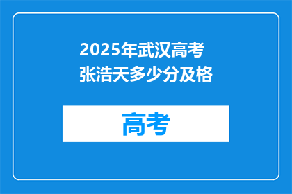 2025年武汉高考张浩天多少分及格