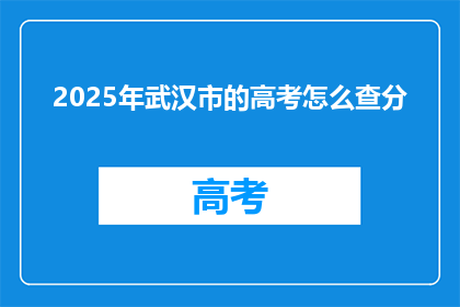 2025年武汉市的高考怎么查分