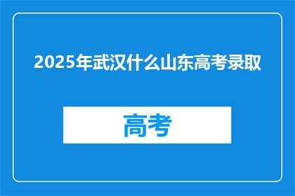 2025年武汉什么山东高考录取