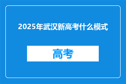 2025年武汉新高考什么模式