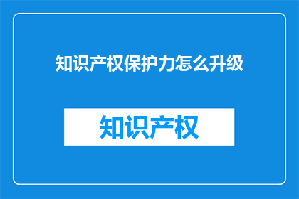 知识产权保护力怎么升级