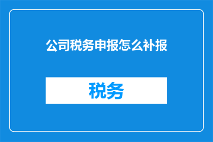 公司税务申报怎么补报