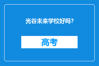 光谷未来学校好吗？