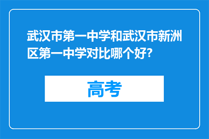 武汉市第一中学和武汉市新洲区第一中学对比哪个好？