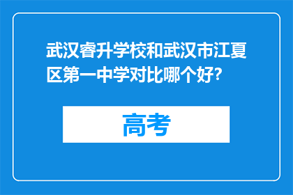 武汉睿升学校和武汉市江夏区第一中学对比哪个好？