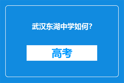 武汉东湖中学如何？