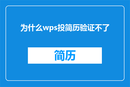为什么wps投简历验证不了