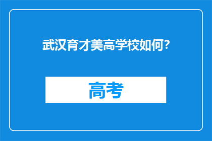 武汉育才美高学校如何？