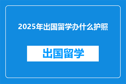 2025年出国留学办什么护照
