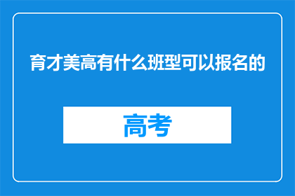 育才美高有什么班型可以报名的