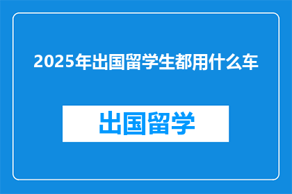 2025年出国留学生都用什么车