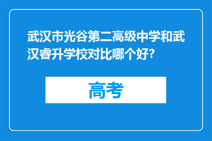 武汉市光谷第二高级中学和武汉睿升学校对比哪个好？