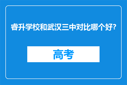 睿升学校和武汉三中对比哪个好？