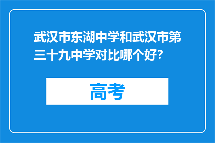武汉市东湖中学和武汉市第三十九中学对比哪个好？