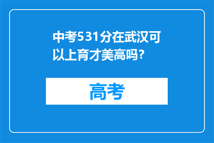 中考531分在武汉可以上育才美高吗？