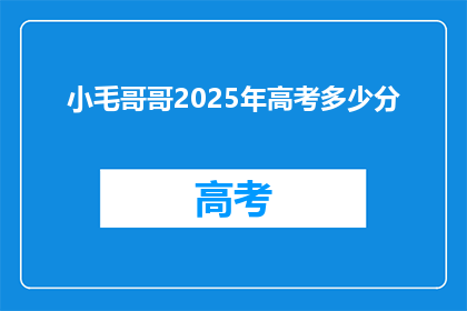 小毛哥哥2025年高考多少分