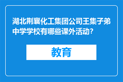 湖北荆襄化工集团公司王集子弟中学学校有哪些课外活动？