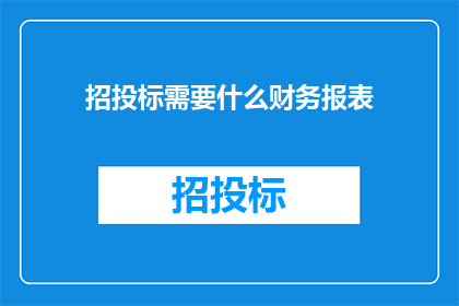 招投标需要什么财务报表