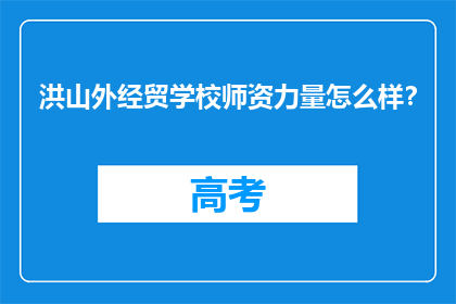 洪山外经贸学校师资力量怎么样？