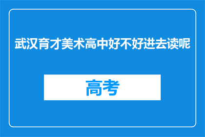 武汉育才美术高中好不好进去读呢