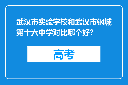 武汉市实验学校和武汉市钢城第十六中学对比哪个好？