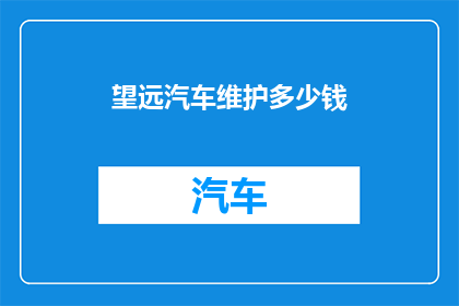 望远汽车维护多少钱