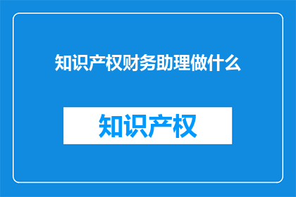 知识产权财务助理做什么