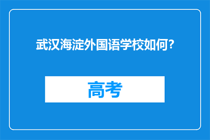 武汉海淀外国语学校如何？