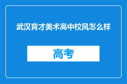 武汉育才美术高中校风怎么样